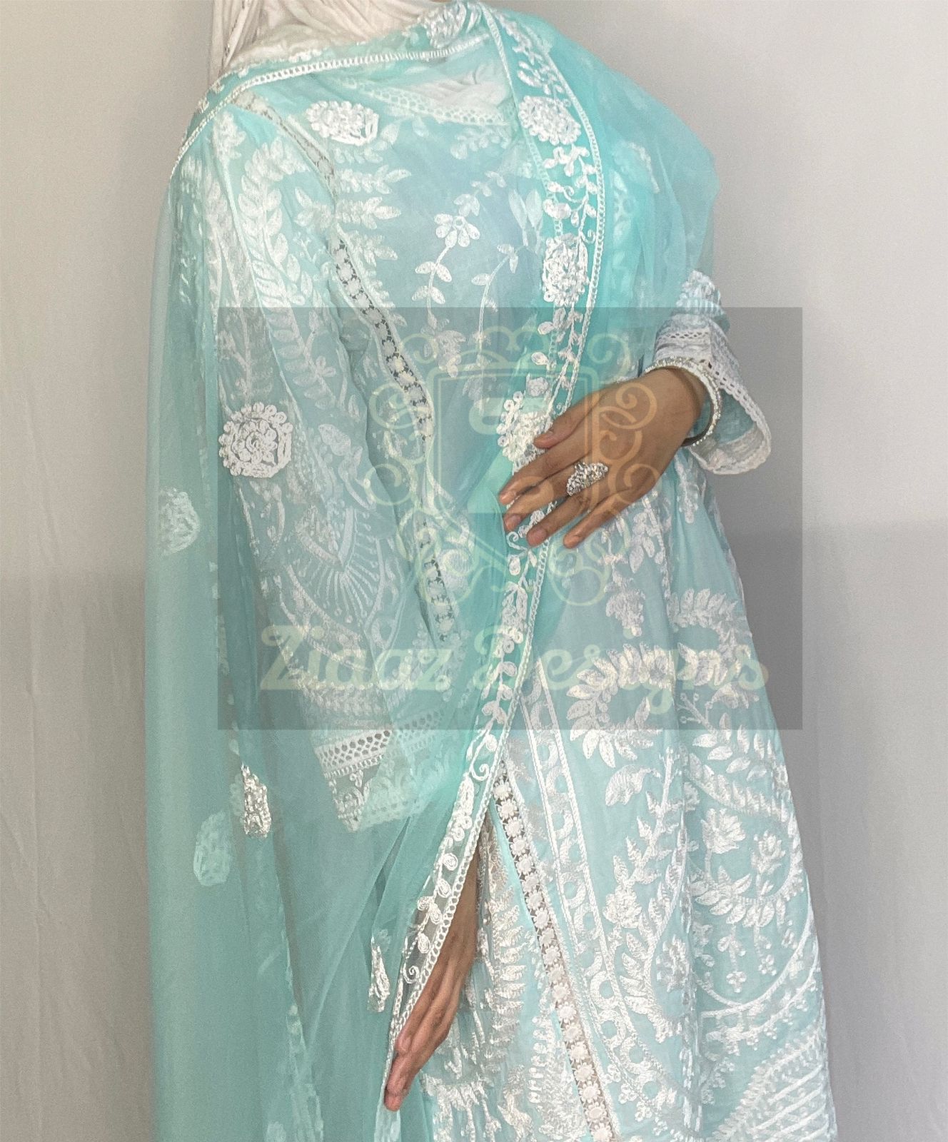 Ziaaz 7773 Sea Blue Cotton Casual Wear Designer Ready Made Collection